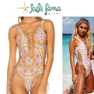 LILI FAMA ALHAMBRA - Open Side One Piece Bodysuit Swimsuit sz S